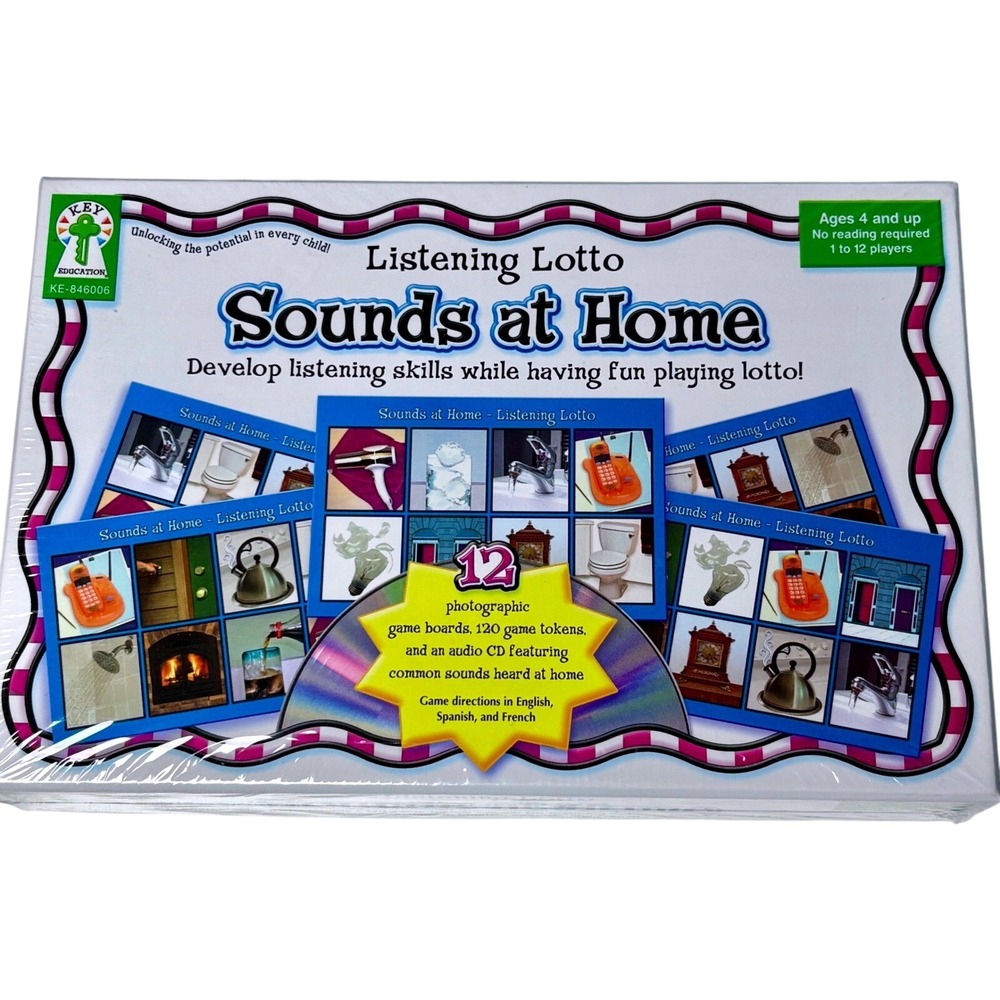 Listening Lotto Sounds at Home Game Key Education Ages 4+ Blue Educational CD